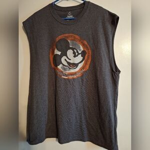 Vintage Disney Mickey Mouse Sleeveless T-shirt Black Mens XL See Ya Real Soon